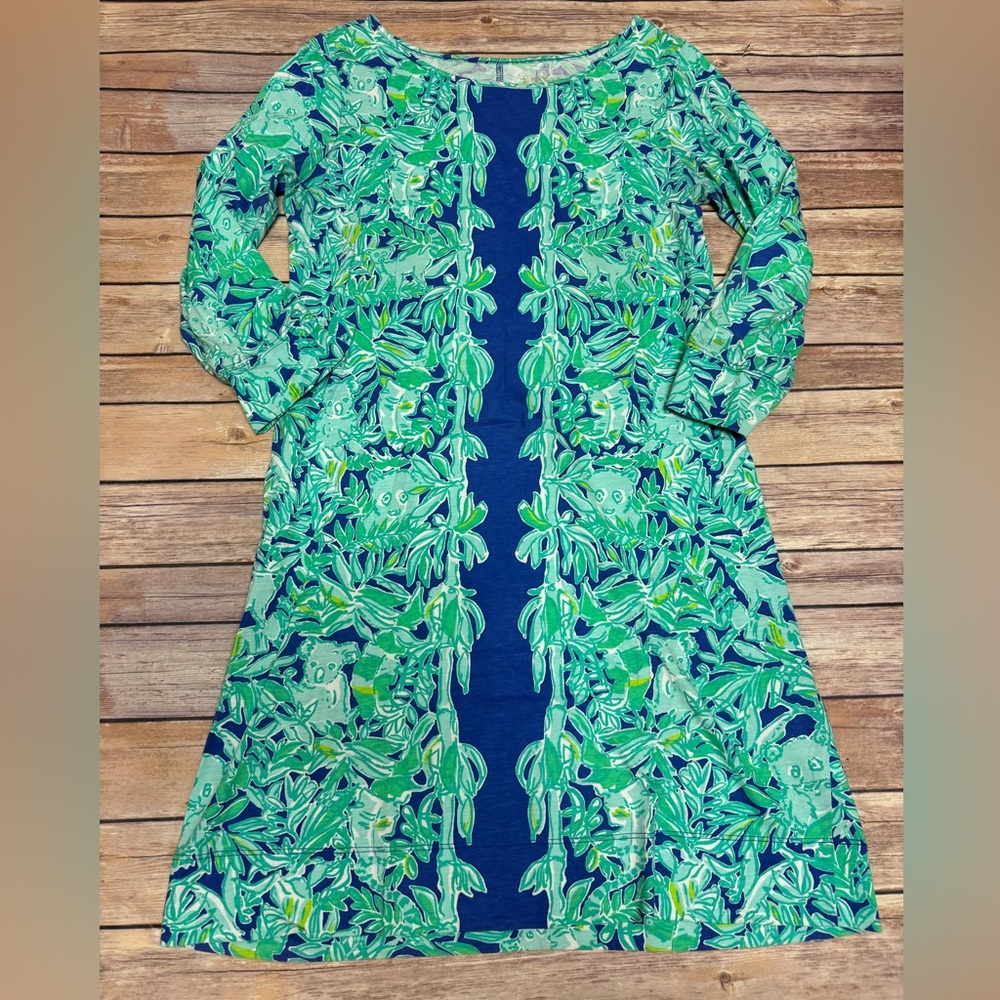 EUC Lilly Pulitzer Dress size Medium Marlowe Dress Koala in the Wild cotton